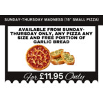 Sunday-Thursday Madness (15" Small Pizza)